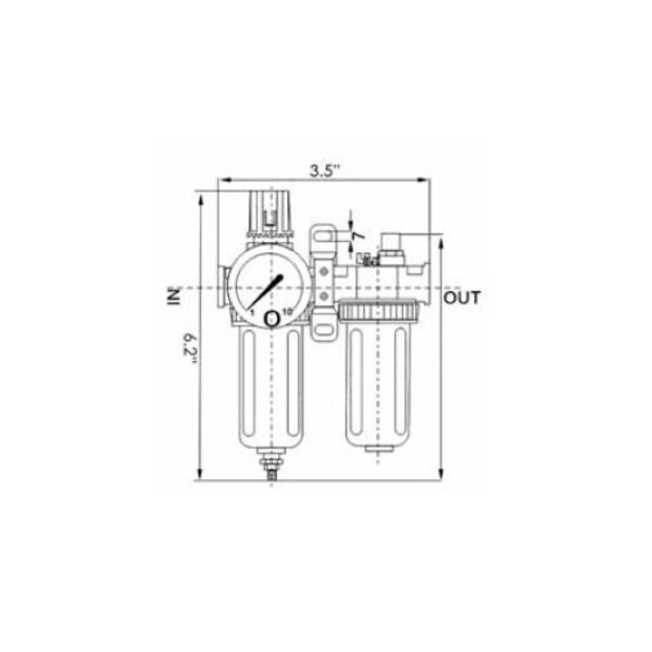 1/8 NPT Filter/Regulator/Lubricator 2 Piece Unit (Clear)