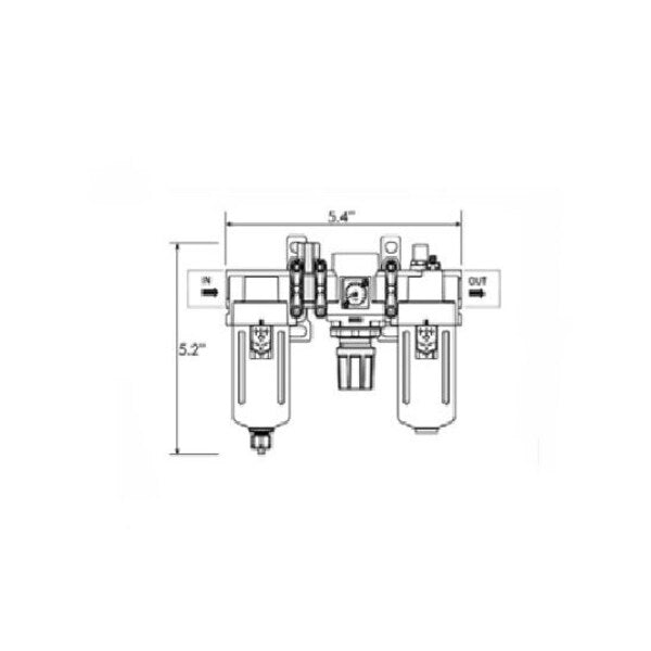 1/4 NPT Clear Filter/Regulator/Lubricator 3 Piece Unit
