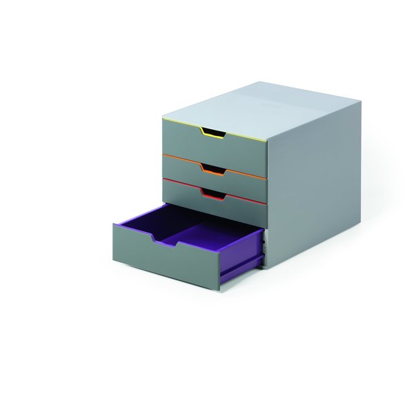 Desktop Storag, 4 Drawere Box, Gray/Multi