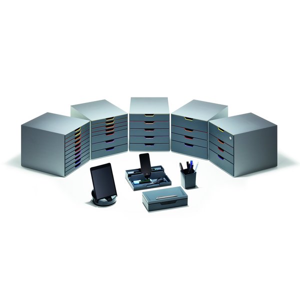 Desktop Storag, 4 Drawere Box, Gray/Multi