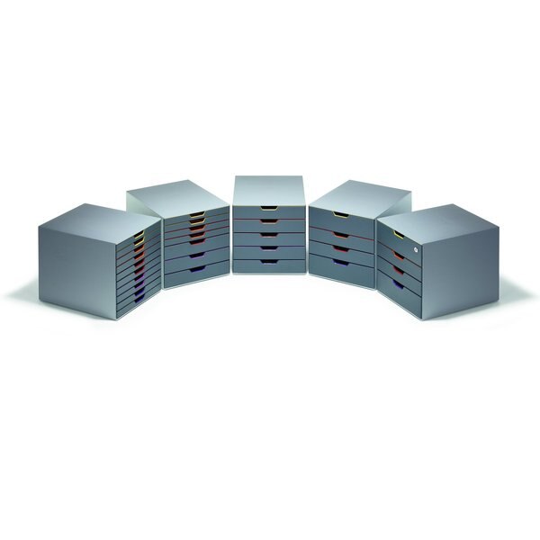 Desktop Storag, 4 Drawere Box, Gray/Multi