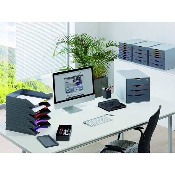 Desktop Storag, 4 Drawere Box, Gray/Multi