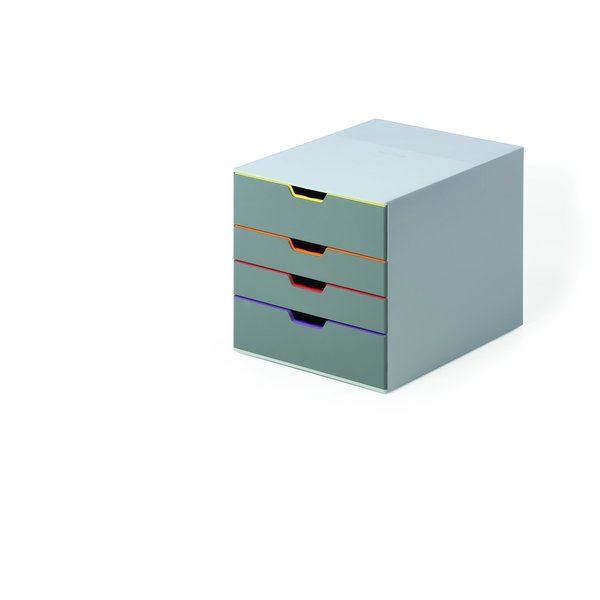 Desktop Storag, 4 Drawere Box, Gray/Multi