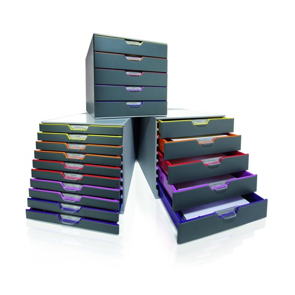 Desktop Storag, 5 Drawere Box, Gray/Multi