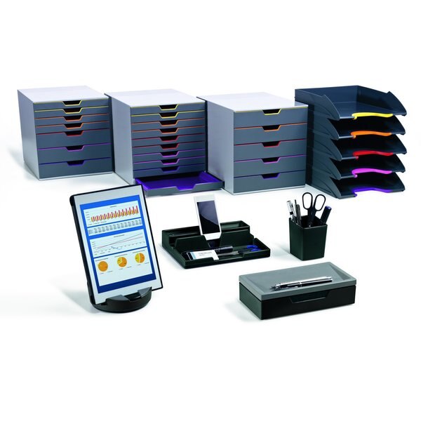 Desk Storage, 7 Drawer Box, Gray/Multi