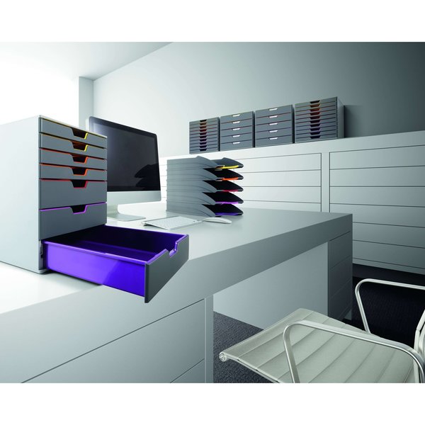 Desk Storage, 7 Drawer Box, Gray/Multi