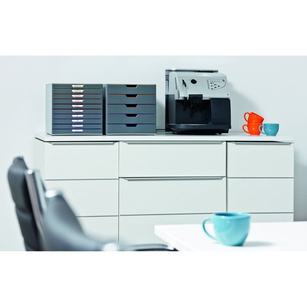 Desk Storage, 7 Drawer Box, Gray/Multi