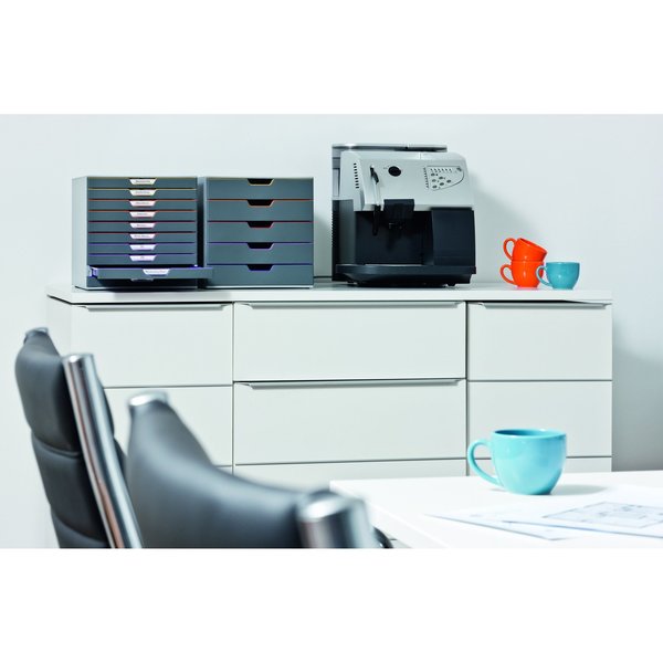 Desk Storage, 10 Drawer Box, Gray/Multi