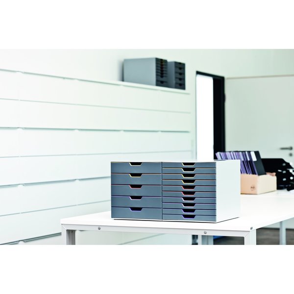 Desk Storage, 10 Drawer Box, Gray/Multi