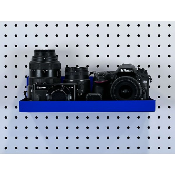 12 In. W x 6 In. D Blue Epoxy Coated Steel Shelf for 1/8 In. and 1/4 In. Pegboard