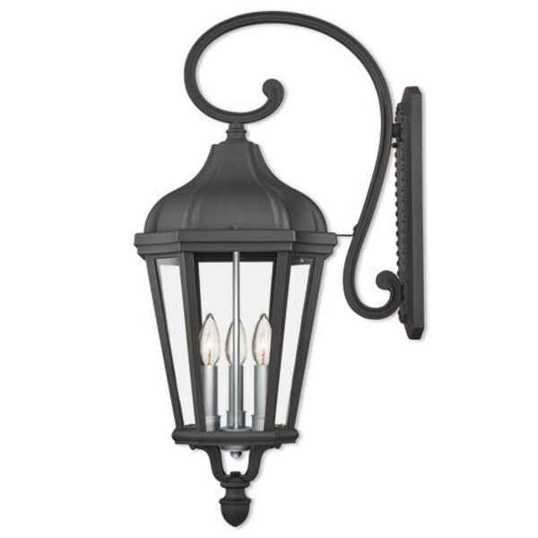 Morgan 3 Light Textured Black Outdoor Wa