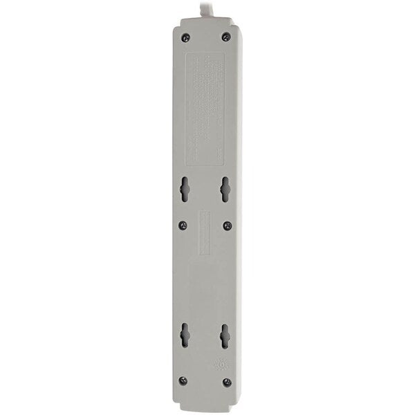 Surge Protector Strip, 6 Outlet, Gray