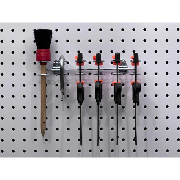 9 In. W Steel Multi-Ring Tool Holder for 1/8 In. and 1/4 In. Pegboard 2 Pack