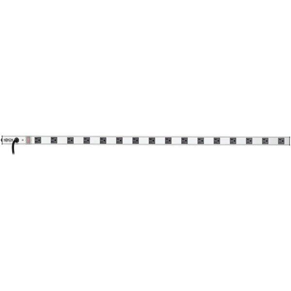 Outlet Strip, 15A, 16 Outlet, 15 ft., Gray