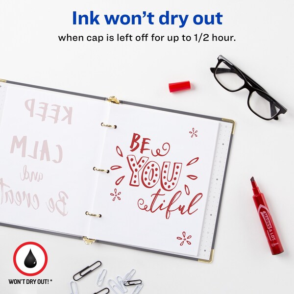 Desk-Style Permanent Marker, Chisel Tip, Red
