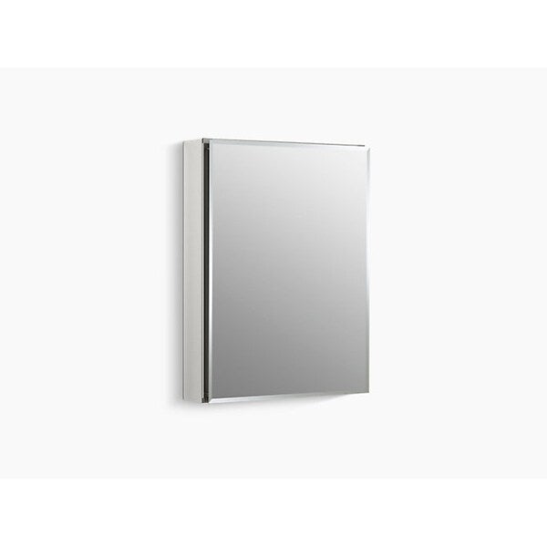 Aluminum Single-Door Medicine Cabinet With Mirrored Door, Beveled Edges 20