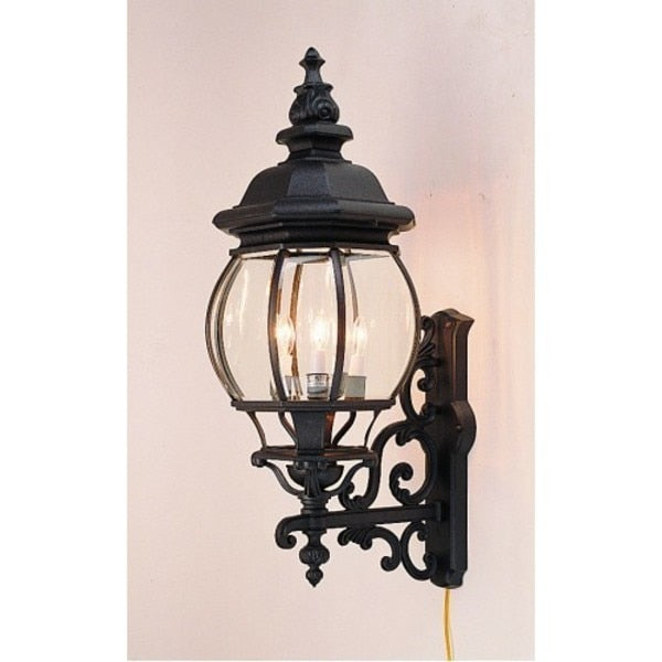 Textured BlackOutdoorWall Lantern, 4 Ligh