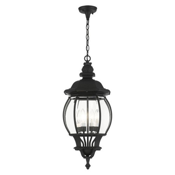 Textured BlackOutdoor Pendant Lantern, 4