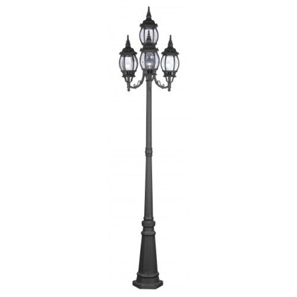 Textured BlackOutdoor Post Light, 4 Light