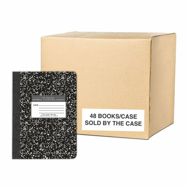 Case of Black Marble Comp Notebooks, College Ruled, 80 sht, 15# White Paper, 9.75