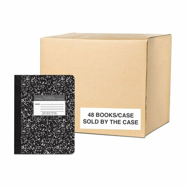 Case of Black Marble Comp Notebooks, 5x5 Graph Ruled, 80 sht, 15# Paper, 9.75