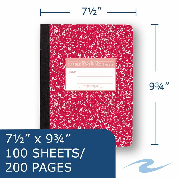 Case of Assorted Color Comp Notebooks, Wide Ruled, 100 sht, 15# White Paper, 9.75