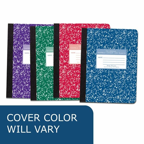 Case of Assorted Color Comp Notebooks, Wide Ruled, 100 sht, 15# White Paper, 9.75