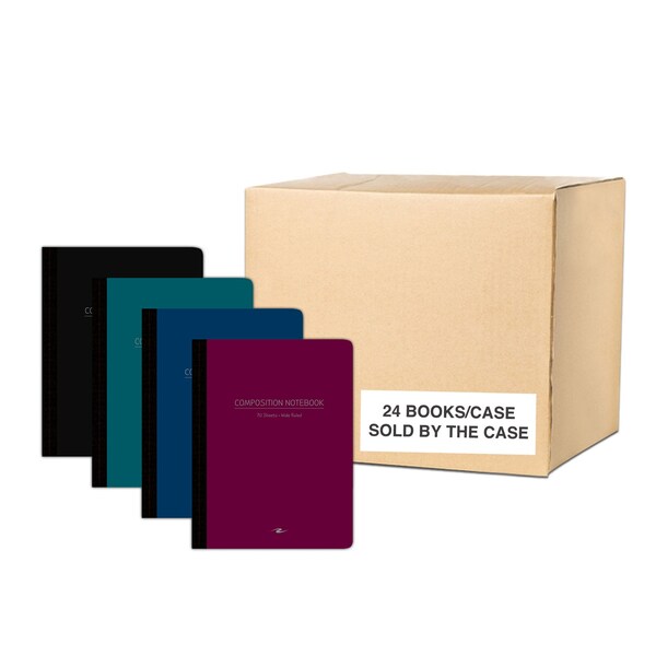 Case of Assorted Color Poly Flex Comp Notebooks, Wide Ruled, 70 sht, 9.75