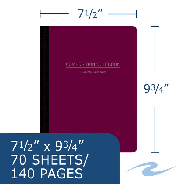 Case of Assorted Color Poly Flex Comp Notebooks, Wide Ruled, 70 sht, 9.75