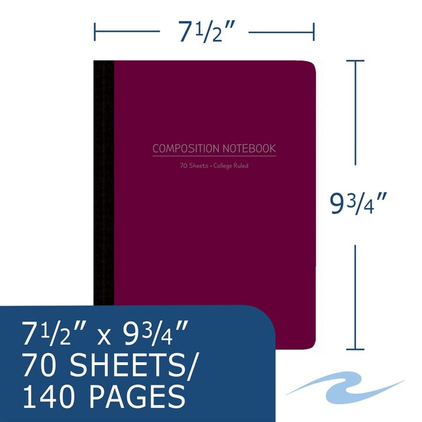 Case of Assorted Color Poly Flex Comp Notebooks, College Ruled, 70 sht, 9.75