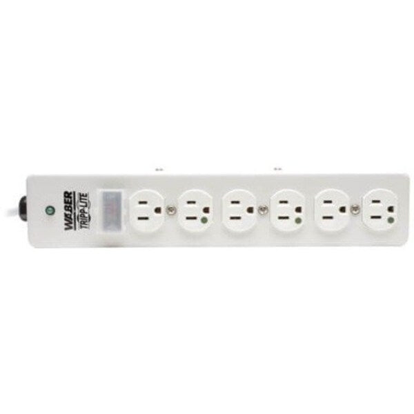 Surge Protector Strip, 6 Outlet, Gray