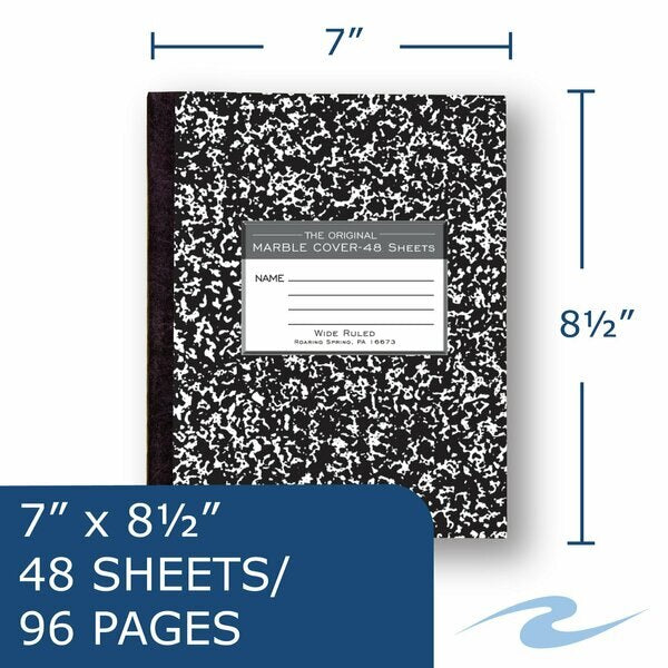 Case of Black Marble Composition Notebooks, Wide Ruled, 48 sht/book, 8.5