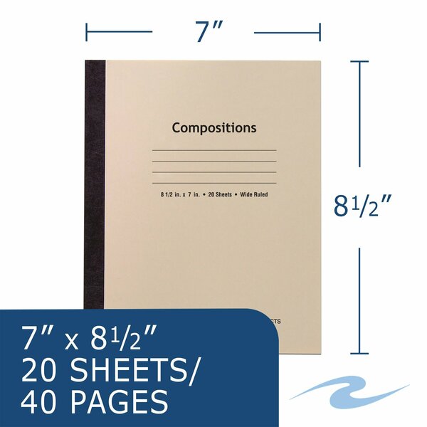 Case of Composition Notebooks, Wide Ruled, 20 sht, 15# White Paper, 8.5