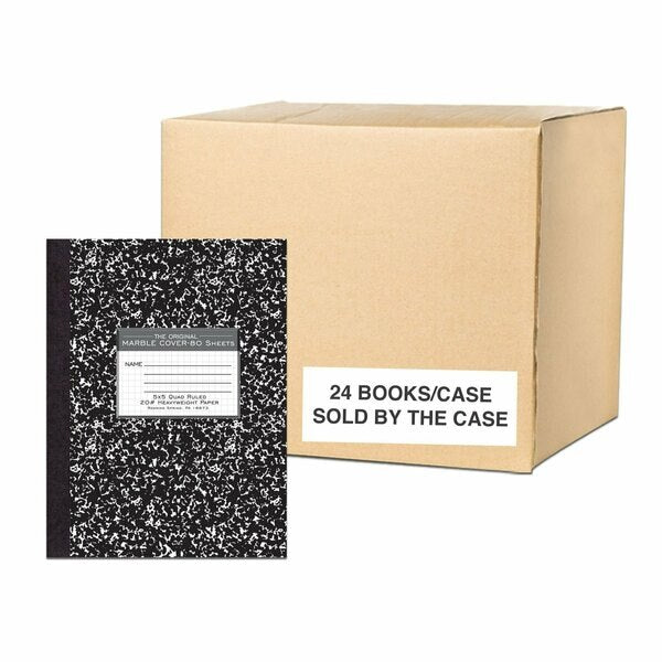 Case of Signature Black Marble Comp Notebooks, 5x5 Graph Ruled, 80 Sheets, Oversized 10.25