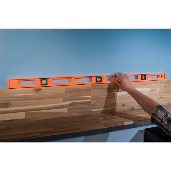 Level, Plastic, 48 In L, 3 Vials, Orange