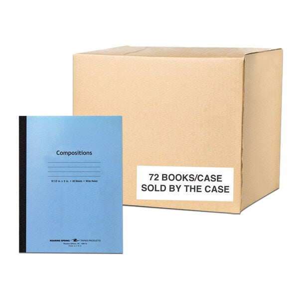 Case of Blue Composition Notebooks, Wide Ruled, 48 sht, 15# White Paper, 10.5