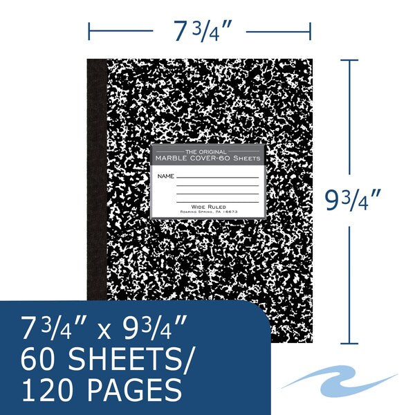 Case of Black Marble Composition Notebooks, Wide Ruled, 60 sht, 9.75