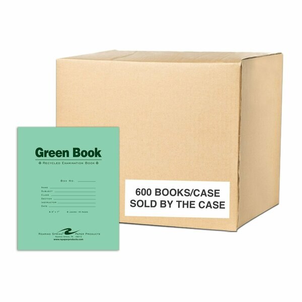 Case of Recycled Exam Green Books, 8.5