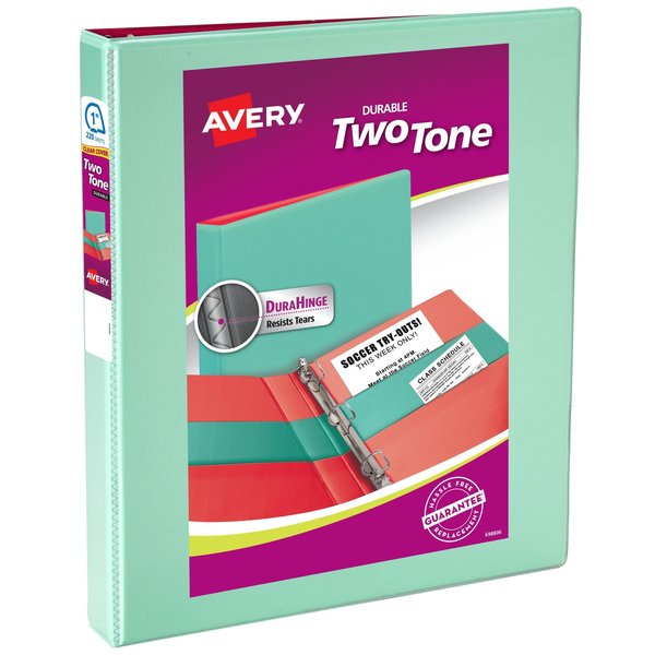 Two-Tone Durable View Binder, Mint/Coral