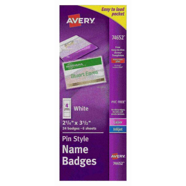 Top-Loading Pin Style Name Badges, PK24