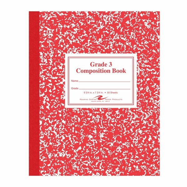 Case of Red Marble Comp Notebooks, Grade 3 Ruled, 50 sht, 9.75