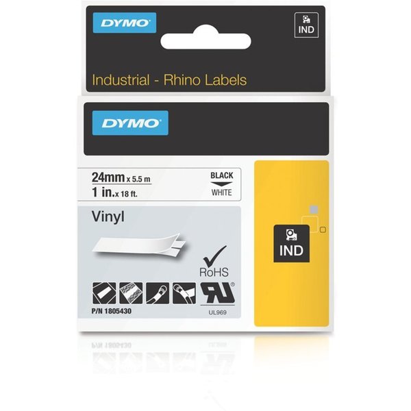 Rhinoâ¢ Label Cartridge, Black/White, 18 ft. L