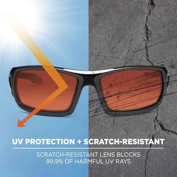 Polarized Safety Glasses, Traditional Copper PC Decenter Lens, Scratch-Resistant