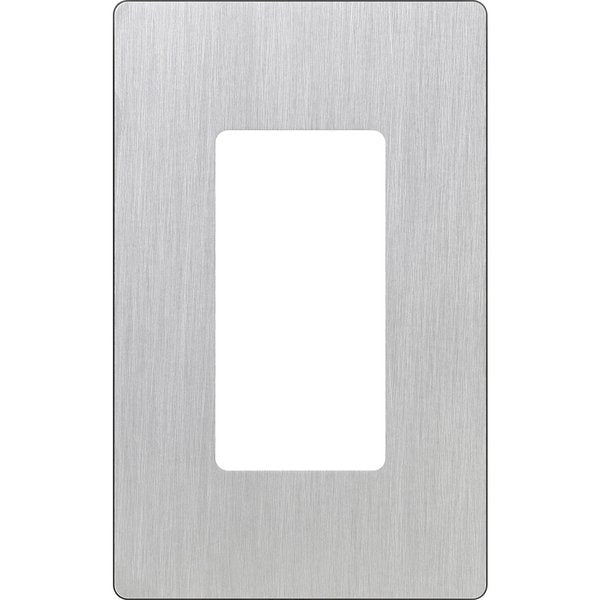 Designer Wall Plates, Number of Gangs: 1 Plastic, Satin Finish, Stainless Steel