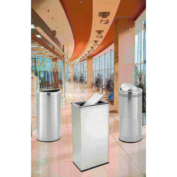 Imprinted Swvl Lid Waste Bin, 25 gal., SS