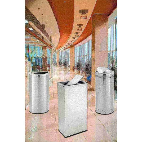 Rectangular Waste Receptacl, SS, 13.5 gal., Silver, Stainless Steel