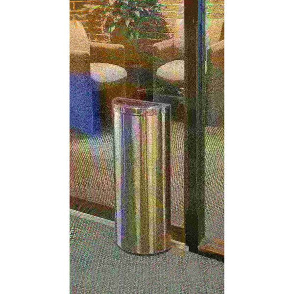 8 gal Half-Round Trash Can, Silver, Stainless Steel