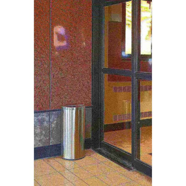 8 gal Half-Round Trash Can, Silver, Stainless Steel
