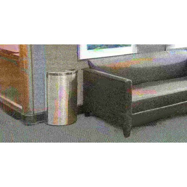 8 gal Half-Round Trash Can, Silver, Stainless Steel