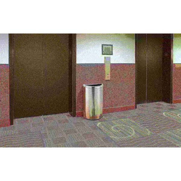 8 gal Half-Round Trash Can, Silver, Stainless Steel